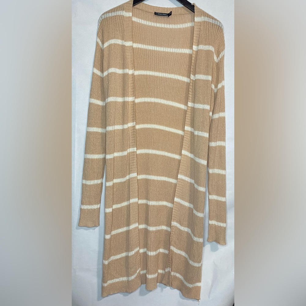Doe and Rae Beige and White Striped Cardigan